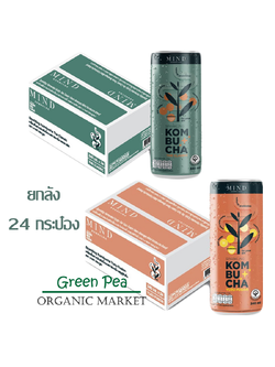 MIND KOMBUCHA Sparkling ยกลัง 24 กระป๋อง คอมบูชะ สปาร์คกลิ้ง ขนาด 240 ml สูตรน้ำตาลน้อย