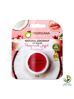 ลิปบาล์มTropicanaน้ำมันมะพร้าว สูตร NON PRESERVATIVE กลิ่น POMEGRANATE JOYFUL ขนาด 10 G