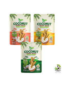 Vena วีนา Coconut Crispy Rolls ทองม้วน อบกรอบ 3 รสชาติ ขนาด 80 กรัม ทำจากกระทิแท้ อร่อย กรอบ ทานแบบพอดีคำ