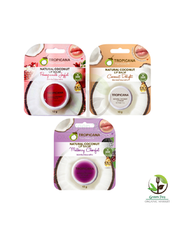 NATURAL COCONUT LIP BALM 10 G.NON-PARABEN ลิปบาล์มน้ำมันมะพร้าว Tropicana