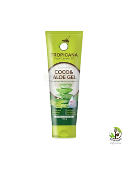 Tropicana coco & aloe gel เจลน้ำมันมะพร้าว และ ว่านหางจระเข้ สำหรับบำรุงผิว ชุ่มชื้นและฟื้นฟู ผิวหลังออกแดด ขนาด 100 กรัม Non Paraben