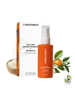 FRUITANICS RICE AND ORANGE BLOSSOM + PROBIOTIC ขนาด 50 ml. สเปรย์ผิวหน้า สูตรข้าวและดอกส้ม + โปรไบโอติก ให้ความชุ่มชื้น ก่อนแต่งหน้า