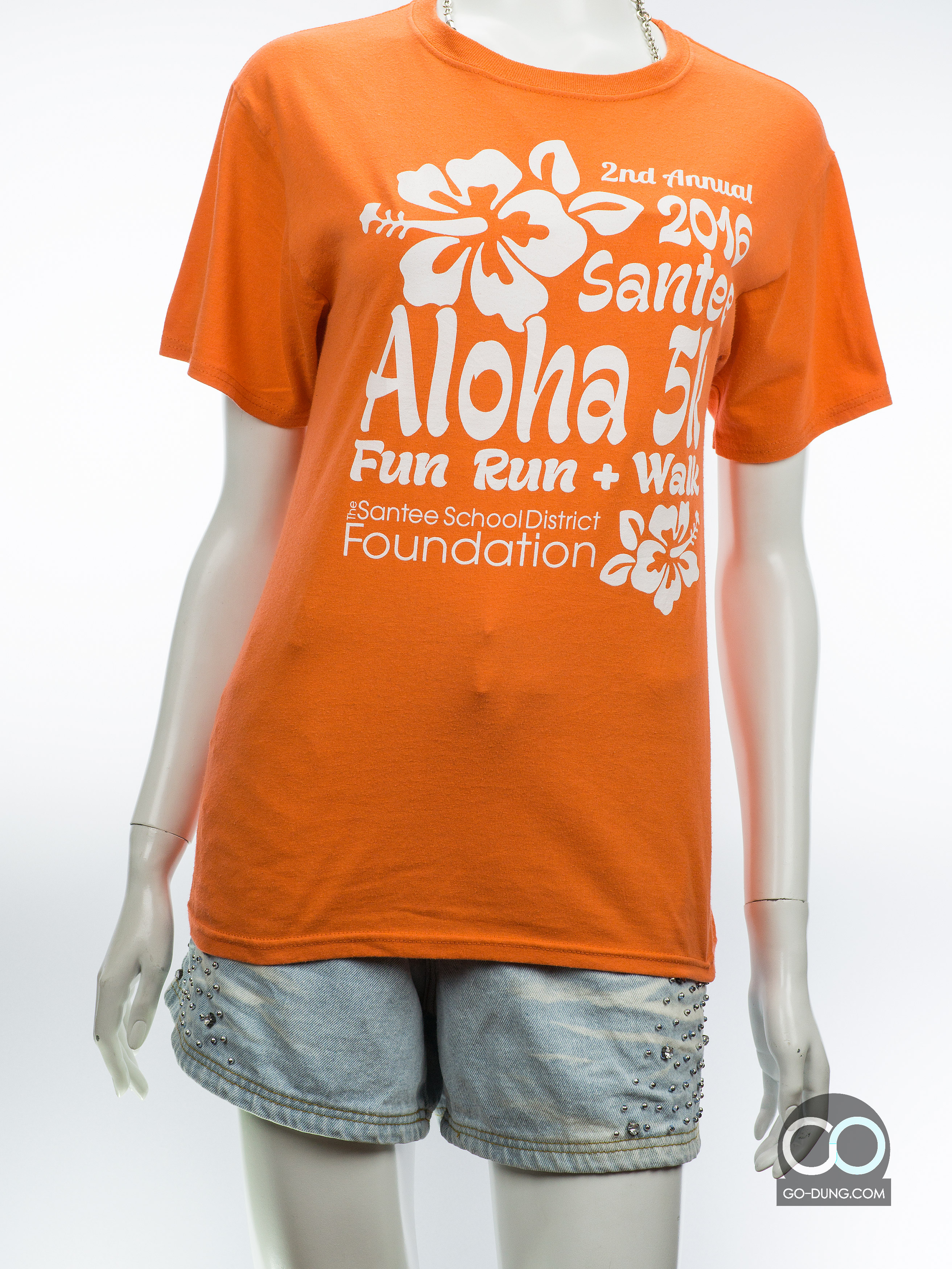 เสื้อยืดมือสอง HANES : 2ND ANNUAL 2016 SANTER ALOHA 5 K ผ้าบาง ผ้า 50/50
