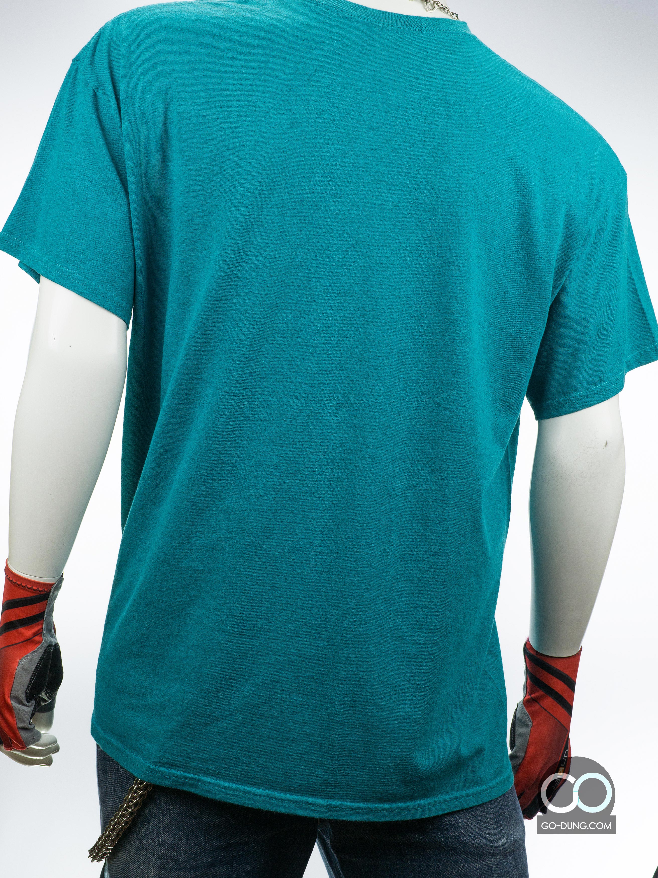 เสื้อยืดมือสอง สีพื้นเขียวฟ้า ผ้า 100 คอตตอน