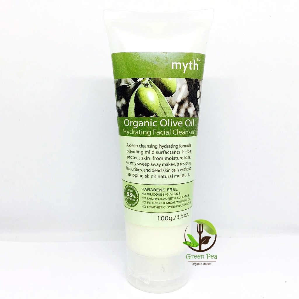 Myth ครีมล้างหน้าน้ำมันมะกอก 100g. Organic Olive Oil Facial Cleanser Parabens free Ethoxylate free
