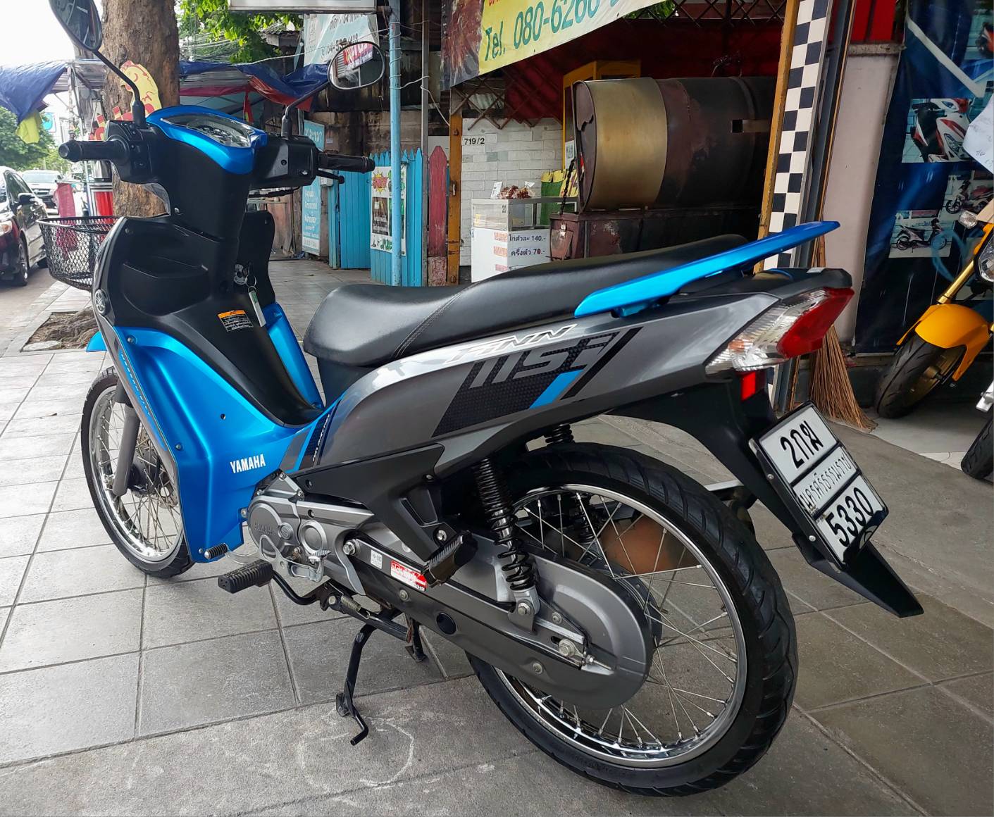 (ปิดการขาย) yamaha finn สีน้ำเงินเทา ปี 65 สตาร์ทมือ ล้อซี่