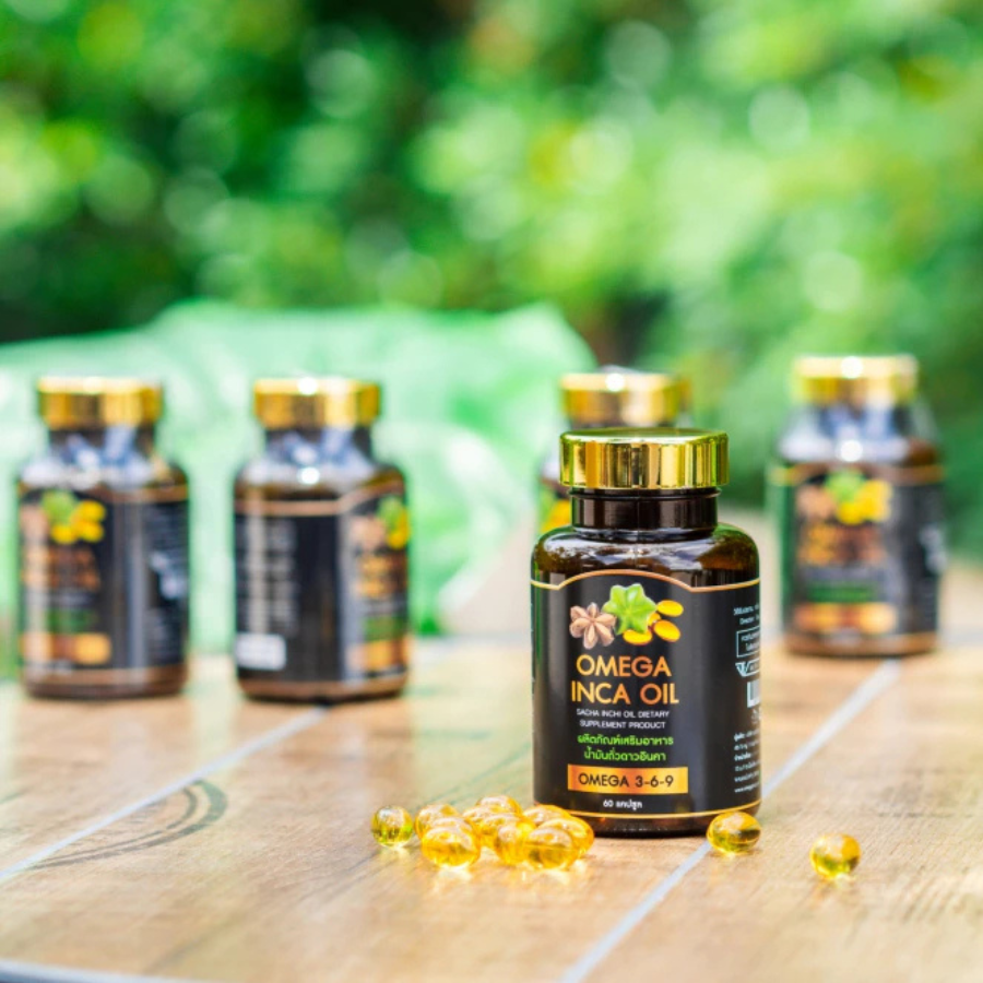 กอเงิน ฟาร์ม Omega Inca Oil โอเมก้า อินคา ซอฟเจล 60 แคปซูล น้ำมันถั่วดาวอินคา ทานง่าย Gorngern Farm