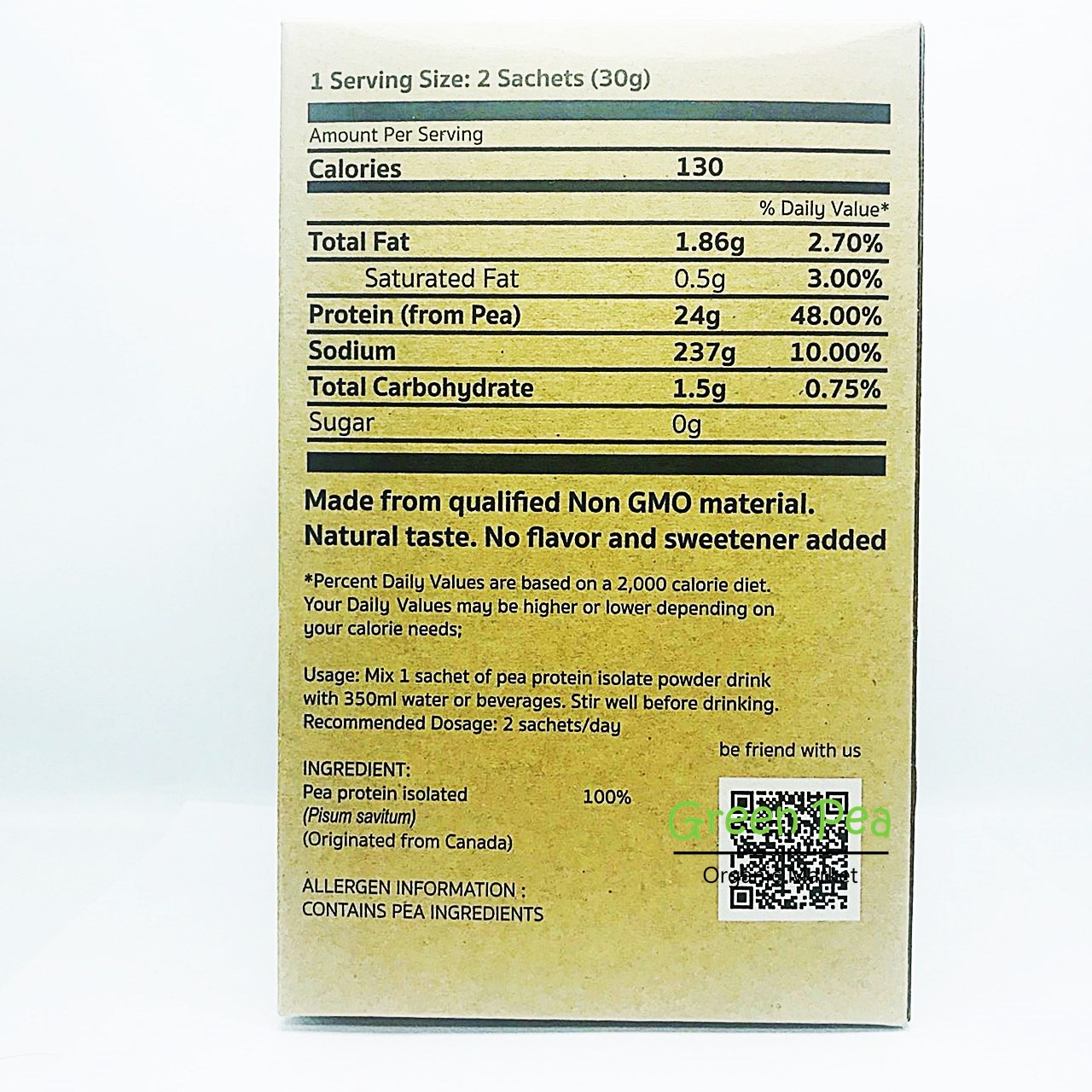 Natuur Pea protein 100% โปรตีนถั่วลันเตา บรรจุ