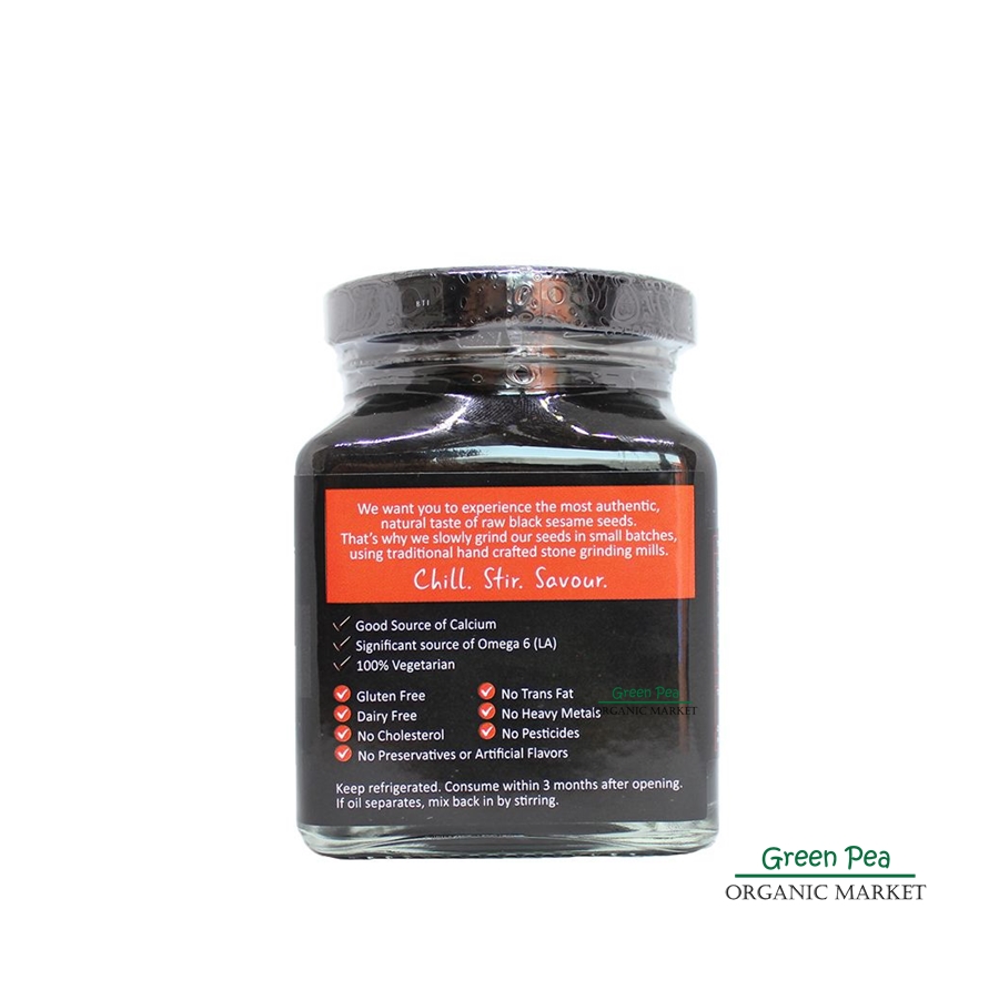 Rawganiq Black Tahini organic ครีมงาดำบด 200 กรัม ปราศจากไขมันทรานส์ สำหรับทาขนมปัง แครกเกอร์