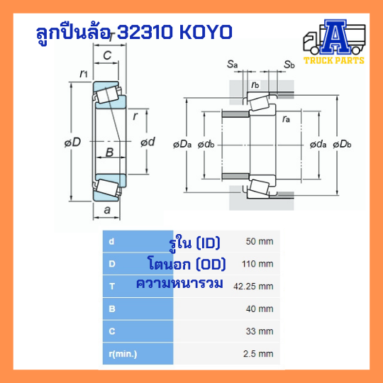 ลูกปืนล้อ KOYO, ตลับลูกปืน, ตลับลูกปืนเตเปอร์, TAPERED ROLLER BEARING 32215, 32216, 32217, 32218, 32219, 218248/10, 33118, 33213, 32310, 32313