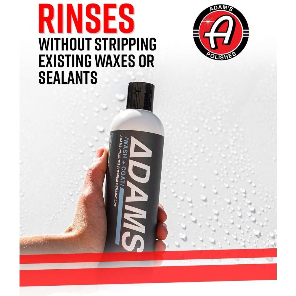Adam's Wash + Coat (12 oz/355 ml) แชมพูสำหรับล้างรถและเคลือบ มีส่วนผสมของ ceramic