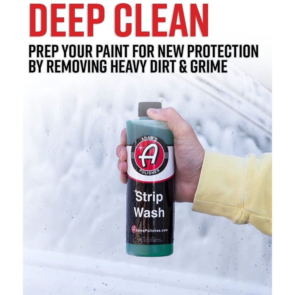Adam's Strip Wash (16 oz/473 ml) แชมพูล้างรถชนิดเข้มข้น สำหรับขจัดคราบฝังลึก, คราบแวกซ์