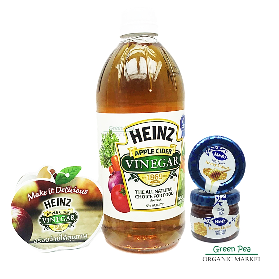 HEINZ Apple Cider Vinegar.แอปเปิ้ลไซเดอร์ ขนาดบรรจุ 473 มล. น้ำส้มสายชูหมักจากแอบเปิ้ลชนิดกรอง