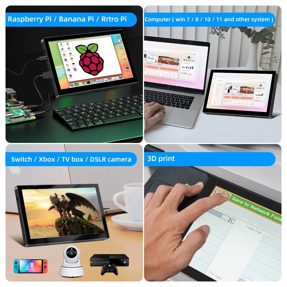 7 inch Touch Screen Monitor 1024x600 ลำโพงในตัว รองรับ Raspberry Pi