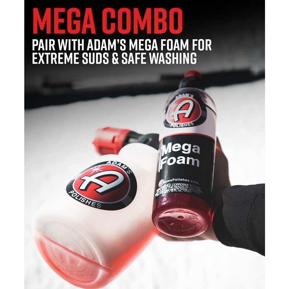 Adam's Mega Foam Shampoo (16 oz/473 ml) แชมพูล้างรถ สูตรเข้มข้นสูงมากพิเศษ