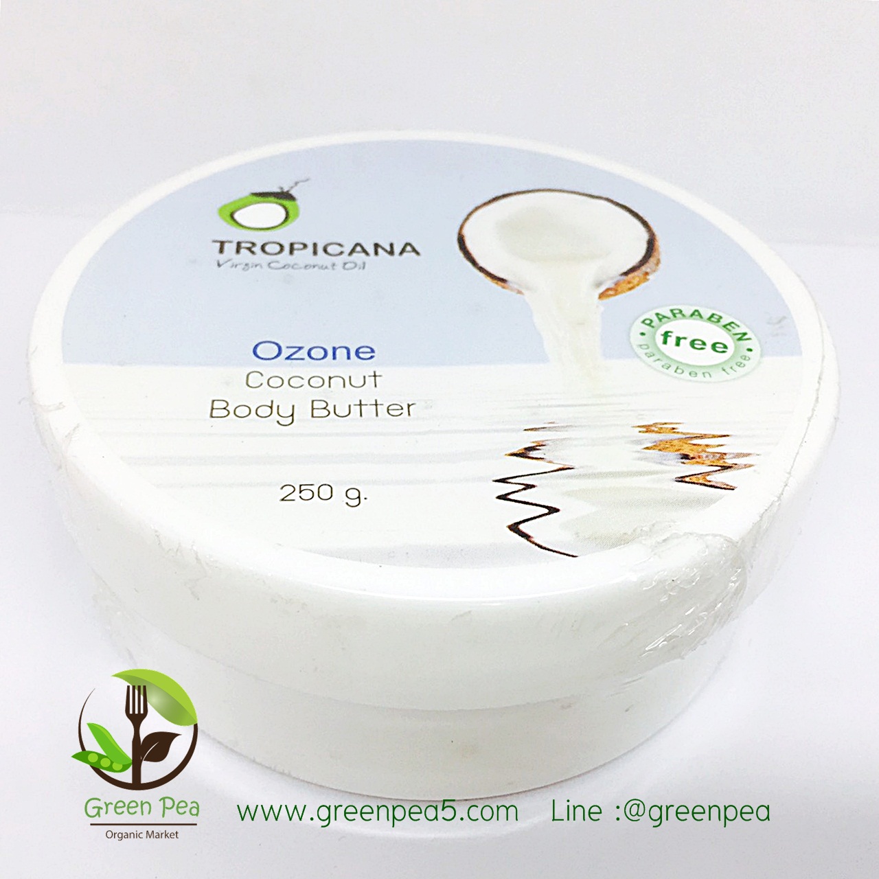 ครีมบำรุงผิวน้ำมันมะพร้าวTropicanaกลิ่นOZONEสูตรฟรีพาราเบน 250 G.