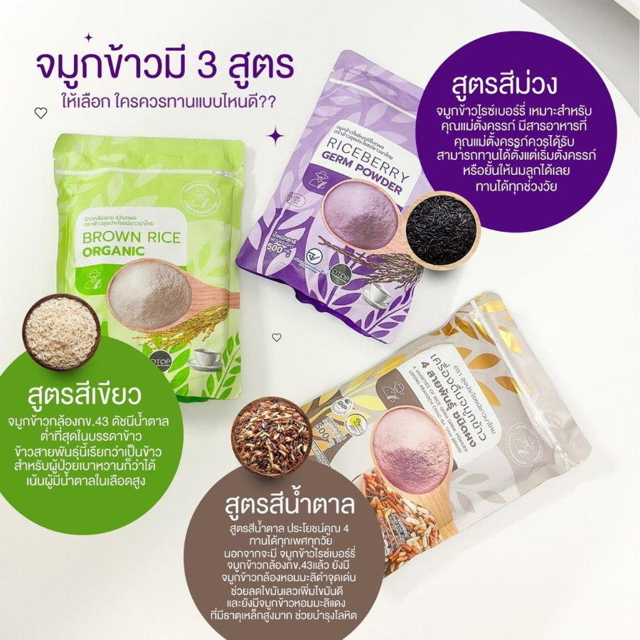 1แถม1 ลุงประโยชน์ชาวนาไทย เครื่องดื่ม จมูกข้าว Rice Germ Drink Powder ขนาด 500 กรัม 3 ชนืด ออแกนิค เครื่องดื่มจมูกข้าว ผสมอาหาร ไม่มีส่วนผสมของนมผง