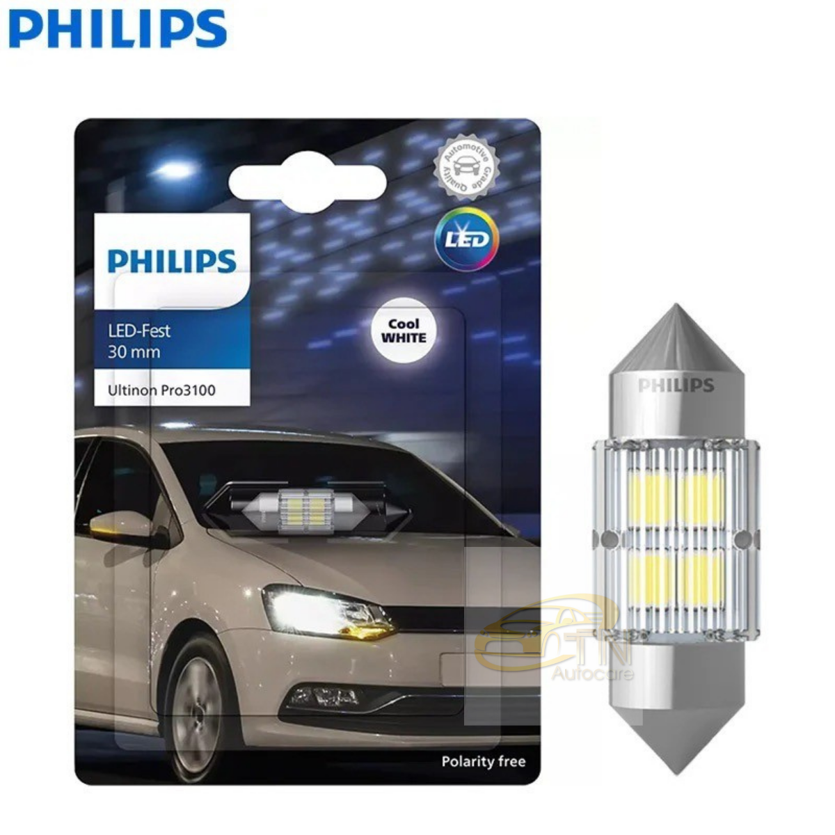 หลอดไฟภายในรถยนต์ PHILIPS Festoon Ultinon pro3000 LED 6000K