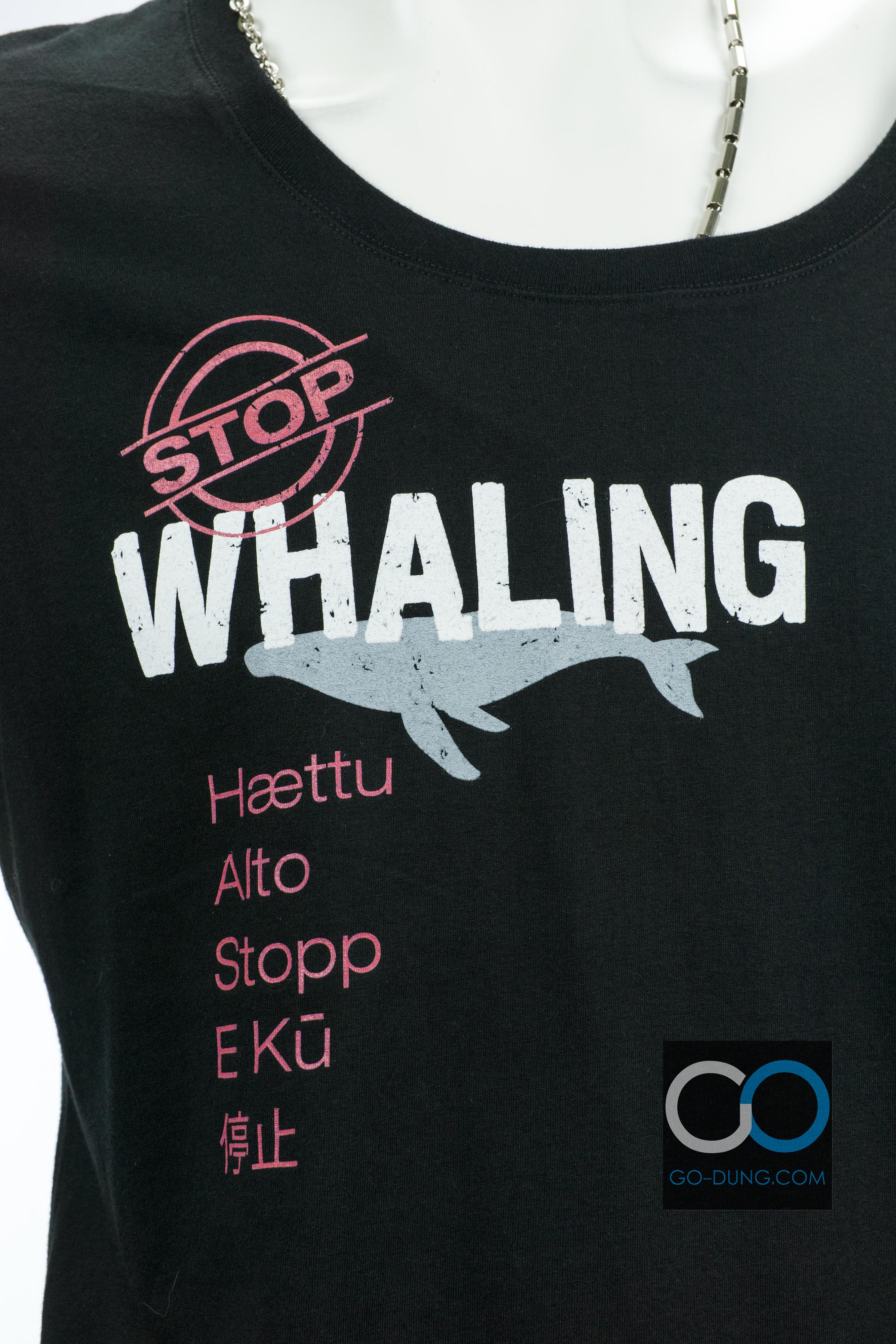 เสื้อยืด USA มือสอง PORT AUTHORITY : STOP WHALING ผ้า 100 คอตตอน