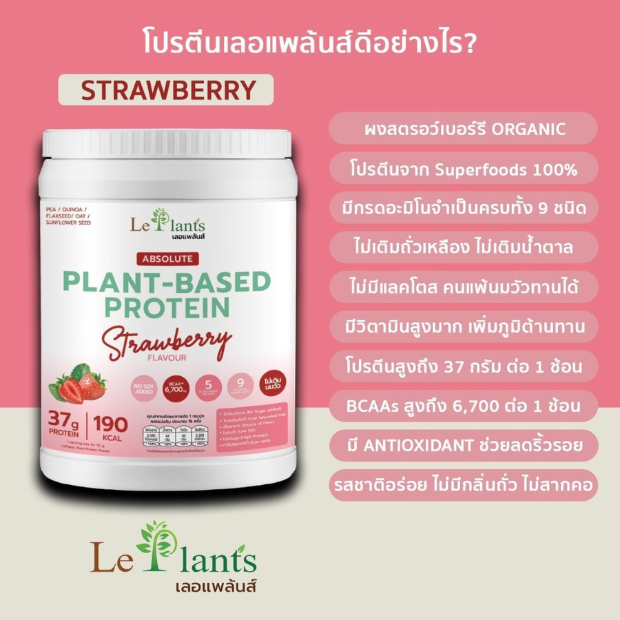 Leplants (มีส่วนลด)เลอแพล้นส์ Plant Based Protein โปรตีนพืช ไม่มีถั่วเหลือง ขนาด 800 กรัม 5 รสชาติ ไม่มีน้ำตาล ซุปเปอร์ฟู้ด เร่งการเผาพลาญ