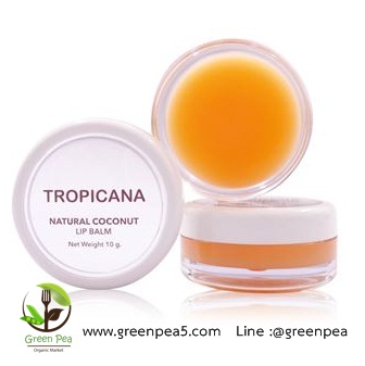 NATURAL COCONUT LIP BALM 10 G.NON-PARABEN ลิปบาล์มน้ำมันมะพร้าว Tropicana