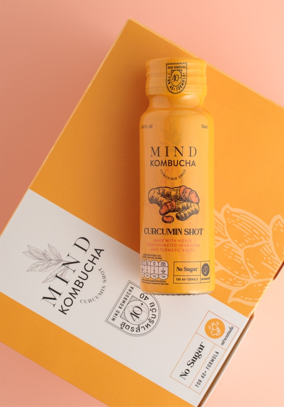 Mind Kombucha Cucumin shot เคอร์คิวมิน ช็อต 50ml. x 12ขวด เครื่องดื่ม คอมบูชะเข้มข้น ผสม ขมิ้น Turmeric Roots