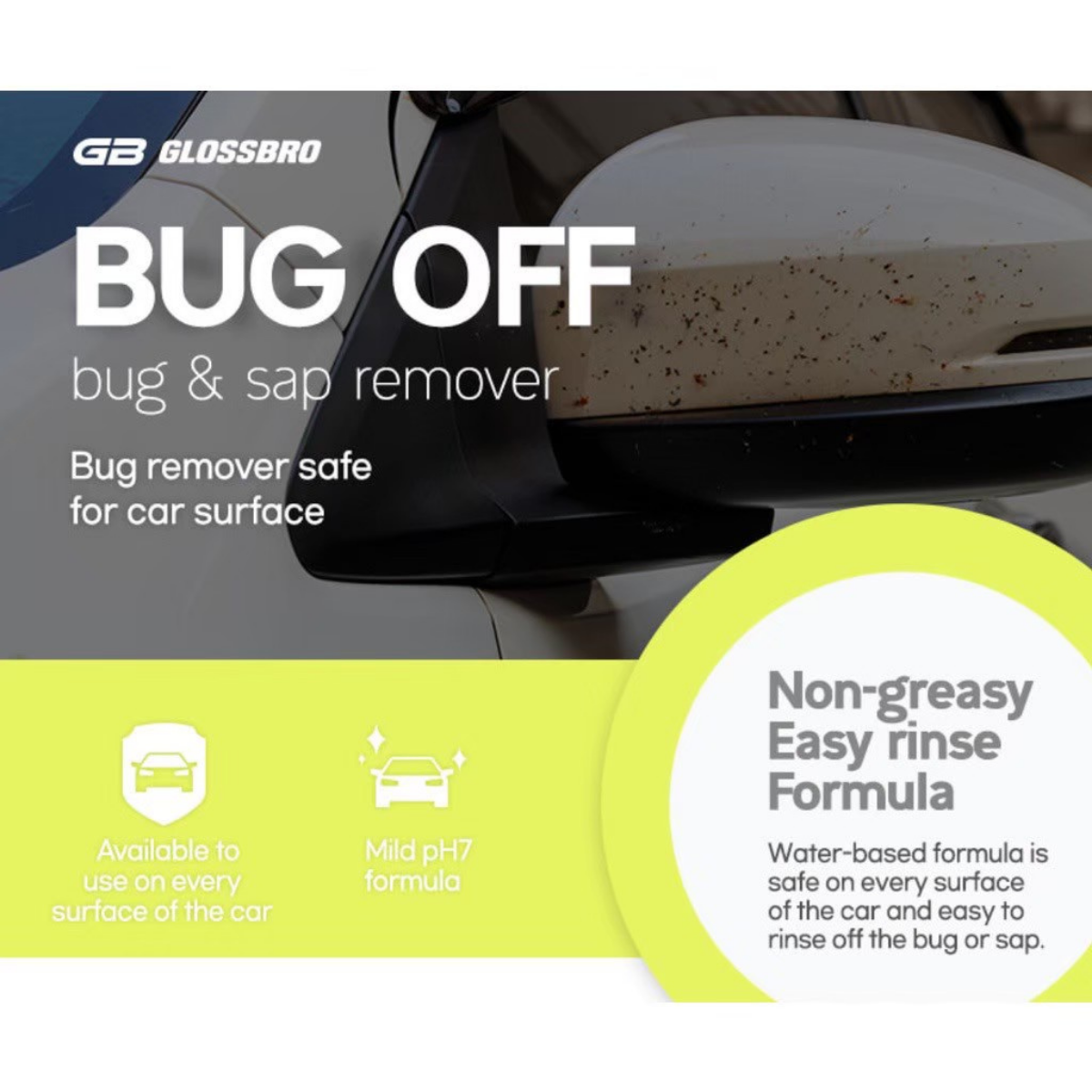 GLOSSBRO Bug Off, โฟมสเปรย์ขจัดคราบแมลงและยางไม้ 500ml