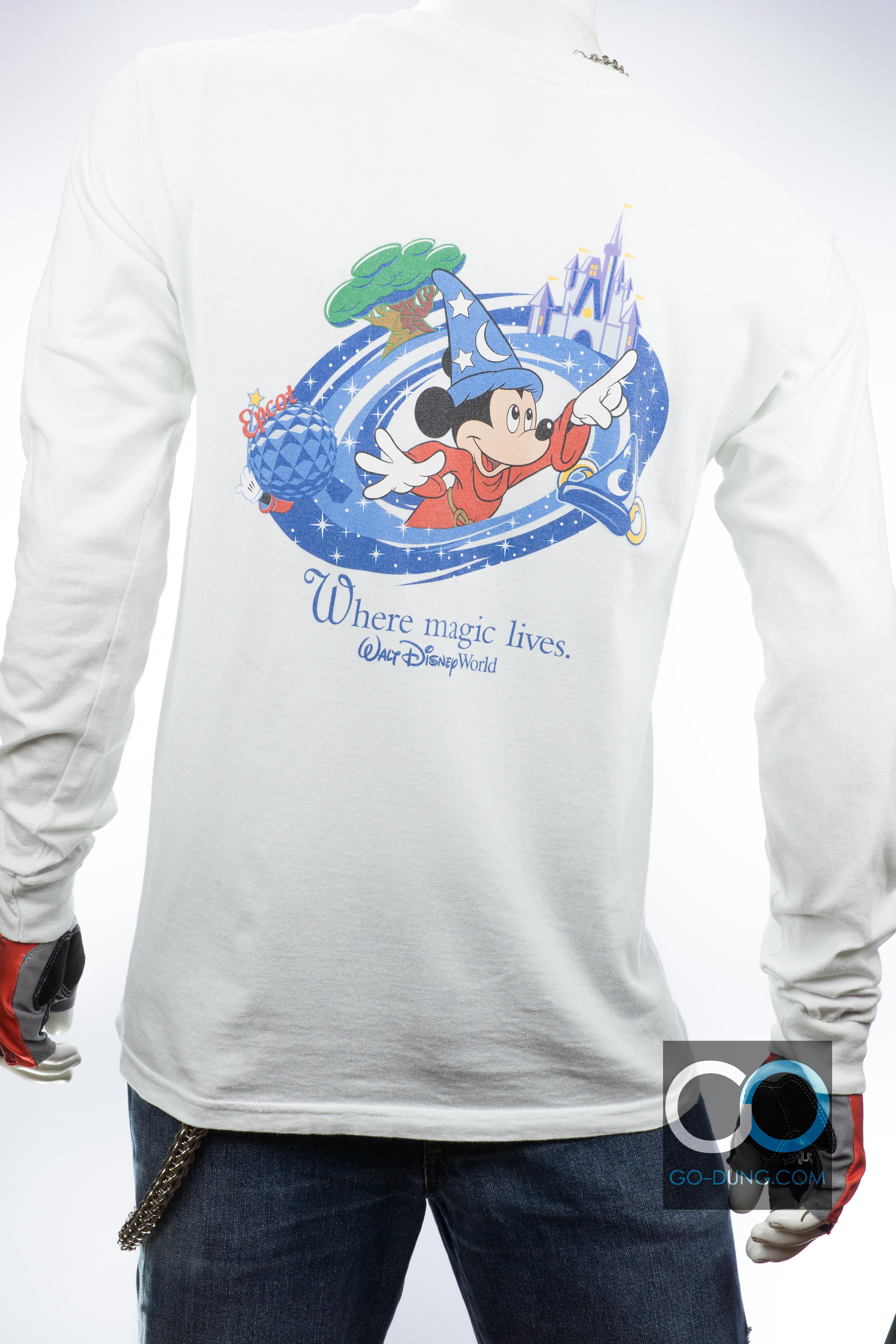 เสื้อยืดการ์ตูน MICKEY MOUSE วินเทจ 90's WALT DISNEY WORLD : WHERE MAGIC LIVES แขนยาว รัดแขนตึง สภาพดี หายาก