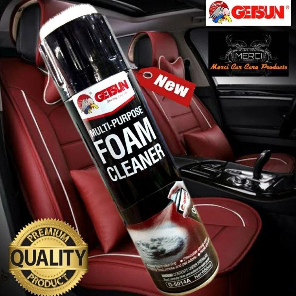 (2 แถม 2 ) GETSUN Foam Cleaner ผลิตภัณฑ์ทำความสะอาดรถยนตร์อเนกประสงค์ 2 กระป๋อง พร้อมผ้าไมโคร 2 ผืน