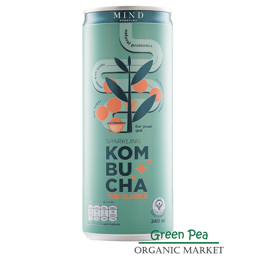 MIND KOMBUCHA Sparkling คอมบูชะ สปาร์คกลิ้ง ขนาด 240 ml สูตรน้ำตาลน้อย