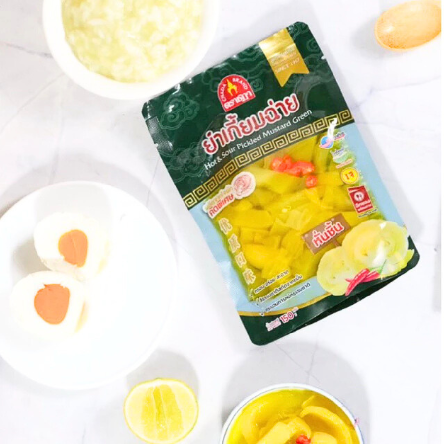 Chada Hot & Sour Pickled Mustard Green ยำเกี้ยมฉ่าย 150 กรัม หั่นชิ้น สูตรต้นตำหรับ ผักกาดดอง ตราชฎา