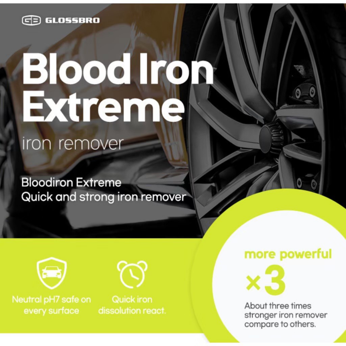 GLOSSBRO Bloodiron Extreme, Iron remover สเปรย์ขจัดคราบผงเหล็กชนิดเข้มข้น 500ml