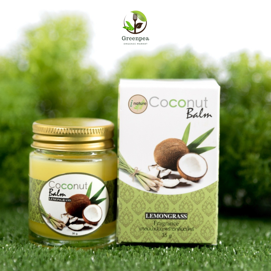 I nature บาล์มน้ำมันมะพร้าว กลิ่นตะไคร้ กลิ่นหอม ผ่อนคลาย ใช้นวด สูดดม Coconut Balm lemongrass france ยาหม่อง กลิ่นตะไคร้ 35กรัม