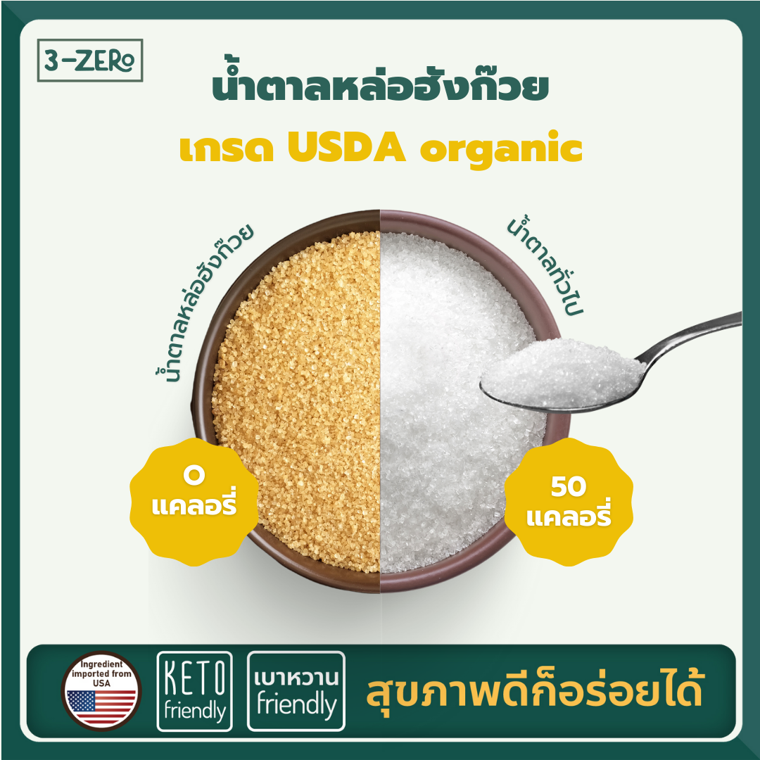 3-ZERo น้ำตาล หล่อฮังก๊วย ขนาด 225 กรัม Monk Fruit Sweetener USDA Organic หวานจากธรรมชาติ หอม Keto ทานได้