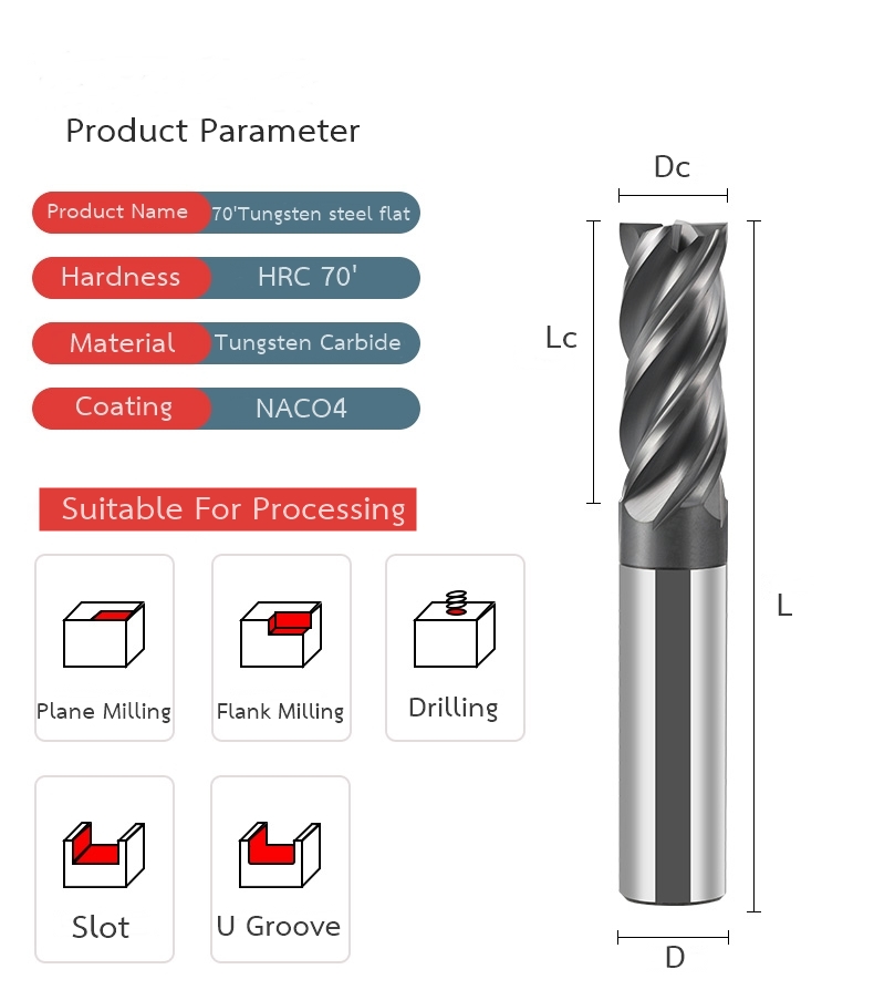[OPP] VG ดอกกัด ดอกมิลลิ่งคาร์ไบด์ 4F งาน HRC70 สำหรับเหล็กแข็งสูง