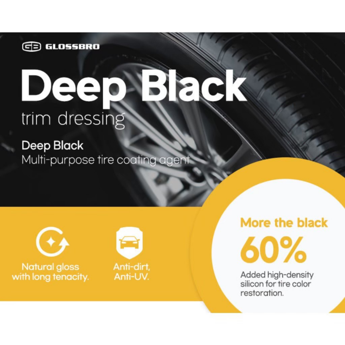 GLOSSBRO Deep Black, น้ำยาเคลือบยางและพลาสติกไวนิล 500ml