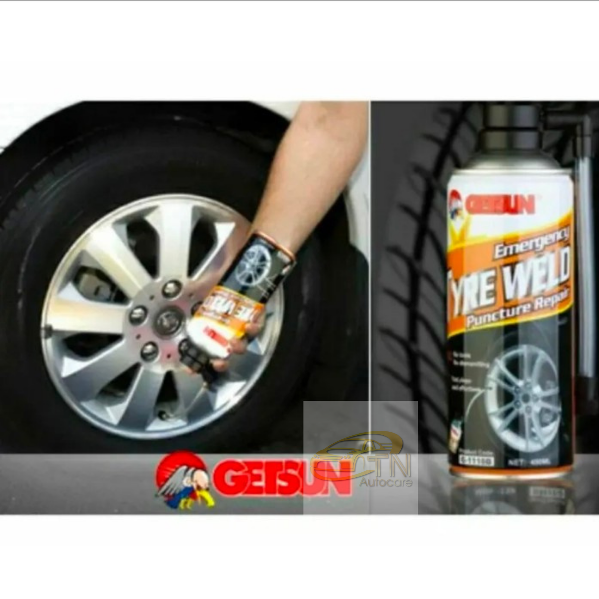 GETSUN Tire Weld สเปรย์เติมลมยางฉุกเฉิน สเปย์เติมลม สำหรับรถไม่มียางใน 450 ml.
