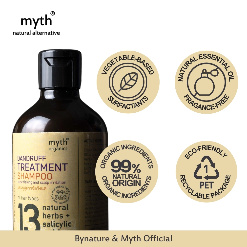 myth แชมพูสูตรขจัดรังแค จากสมุนไพร 13 ชนิด 13 Dandruff Treatment Shampoo ขนาด 250 ml ดูแลปัญหารังแค และบำรุง เส้นผมจากรากจรดปลาย