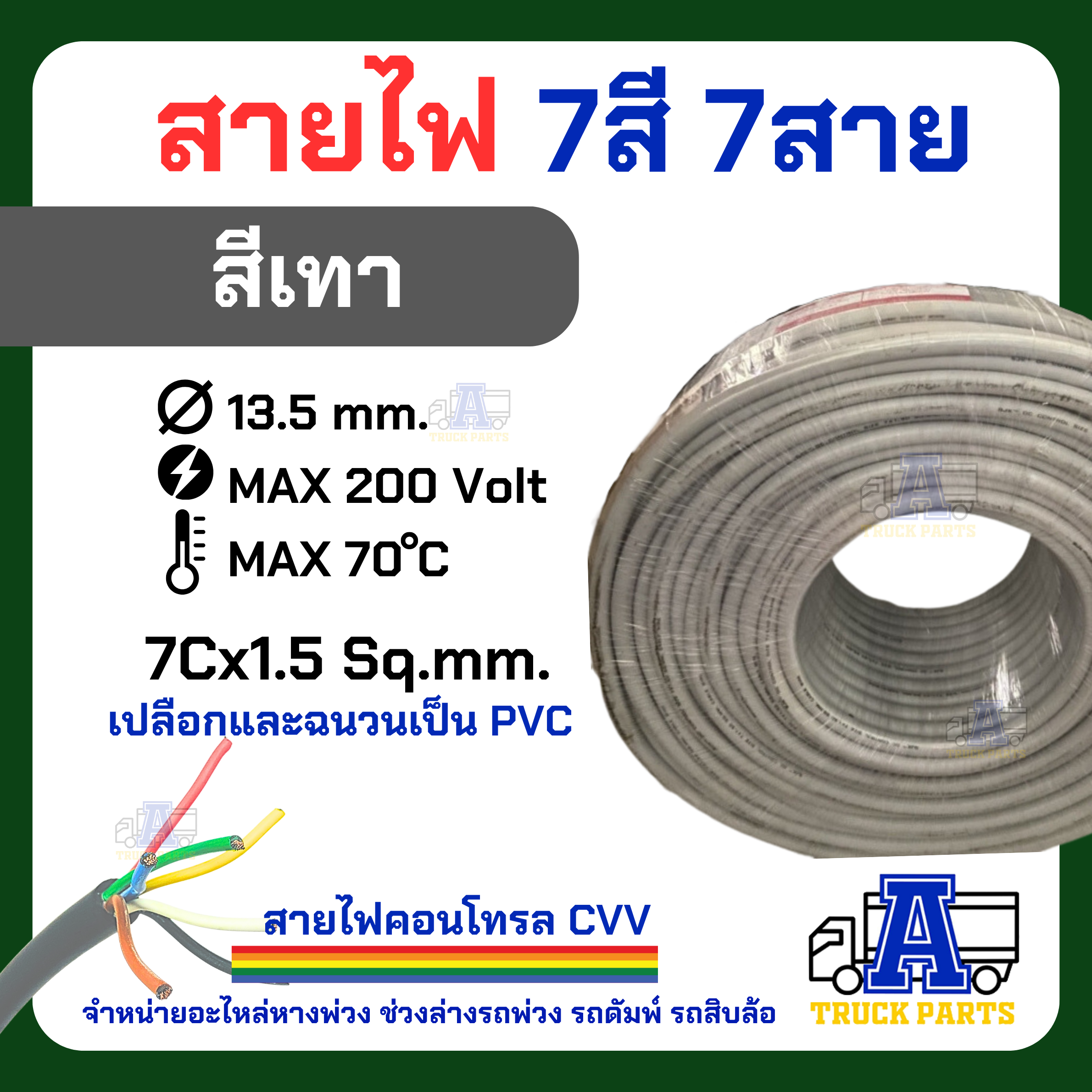 สายไฟขนาด1.0ทองแดงเต็มแท้ 5Cx1, 7Cx1, 10Cx1, 12Cx1 (1 เมตร ตัดแบ่ง) คอนโทรล สายมัลติคอร์ AV/DC เครื่องเสียง-รถยนต์ รถบรรทุก LB LR LL OT บล็อค ปลั๊กไฟ กล่อง
