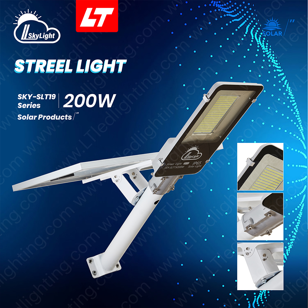 SKYBIRD โคมไฟถนนโซล่าเซลล์ 100W-300W รุ่นSKY-SLT19 daylight/warmwhite โคมไฟถนนโซล่าเซลล์ Streetlight
