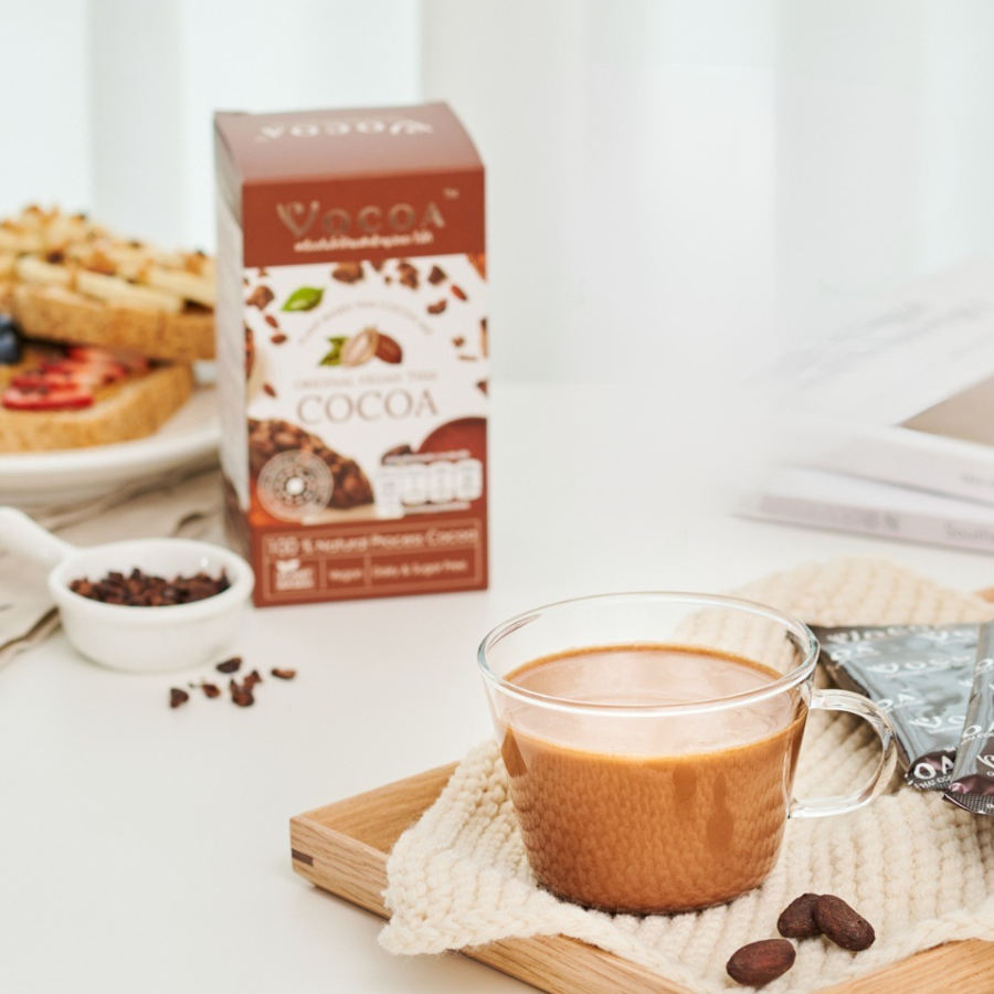Delico Vocoa Original Vegan Thai Cocoa เครื่องดื่ม โกโก้ผง สำเร็จรูป 30gX5ซอง ผงโกโก้ ไม่เติมน้ำตาล โวโก้