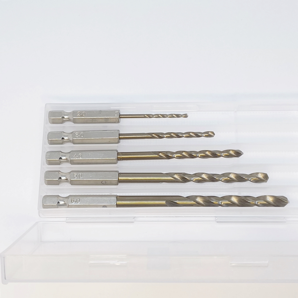 OPP Beili ดอกสว่านก้านหกเหลี่ยม HSS 6542 M2 ขนาด 2.0-6.0 mm [5pcs] กล่องพลาสติก เจาะสแตนเลส เจาะเหล็ก