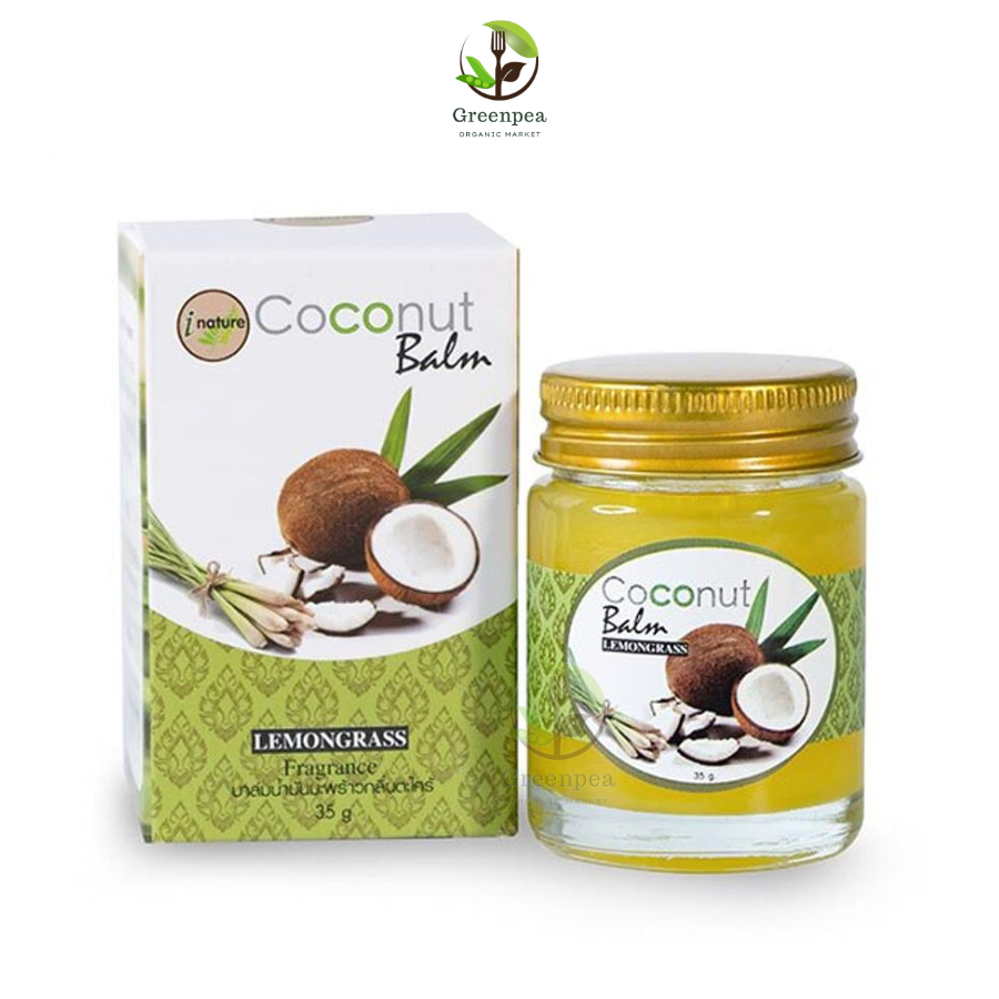 I nature บาล์มน้ำมันมะพร้าว กลิ่นตะไคร้ กลิ่นหอม ผ่อนคลาย ใช้นวด สูดดม Coconut Balm lemongrass france ยาหม่อง กลิ่นตะไคร้ 35กรัม