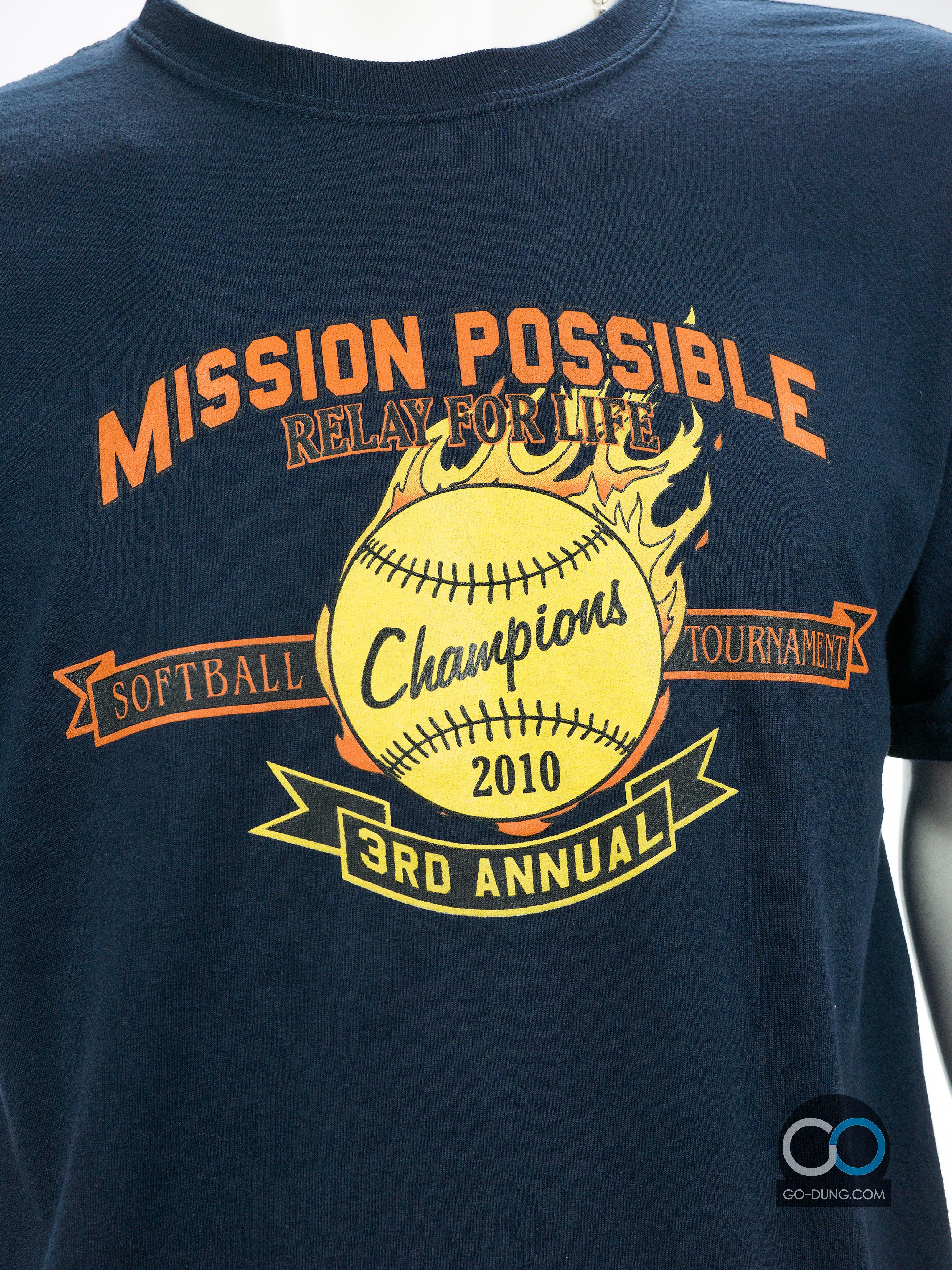 เสื้อยืดมือสอง GILDAN : MISSION POSSIBLE RELAY FOR LIFE ผ้าบาง ผ้า 50/50