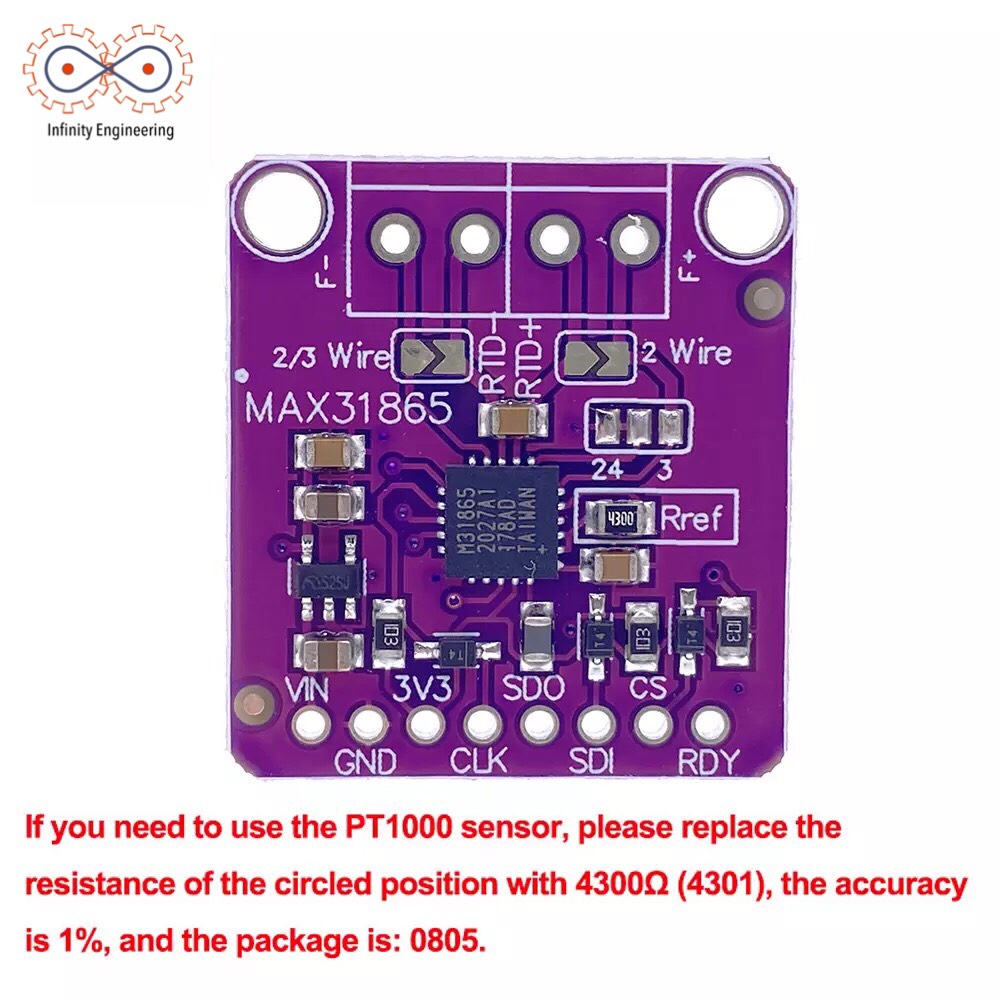 MAX31865 RTD Platinumความต้านทานอุณหภูมิเครื่องตรวจจับโมดูลPT100 To PT1000