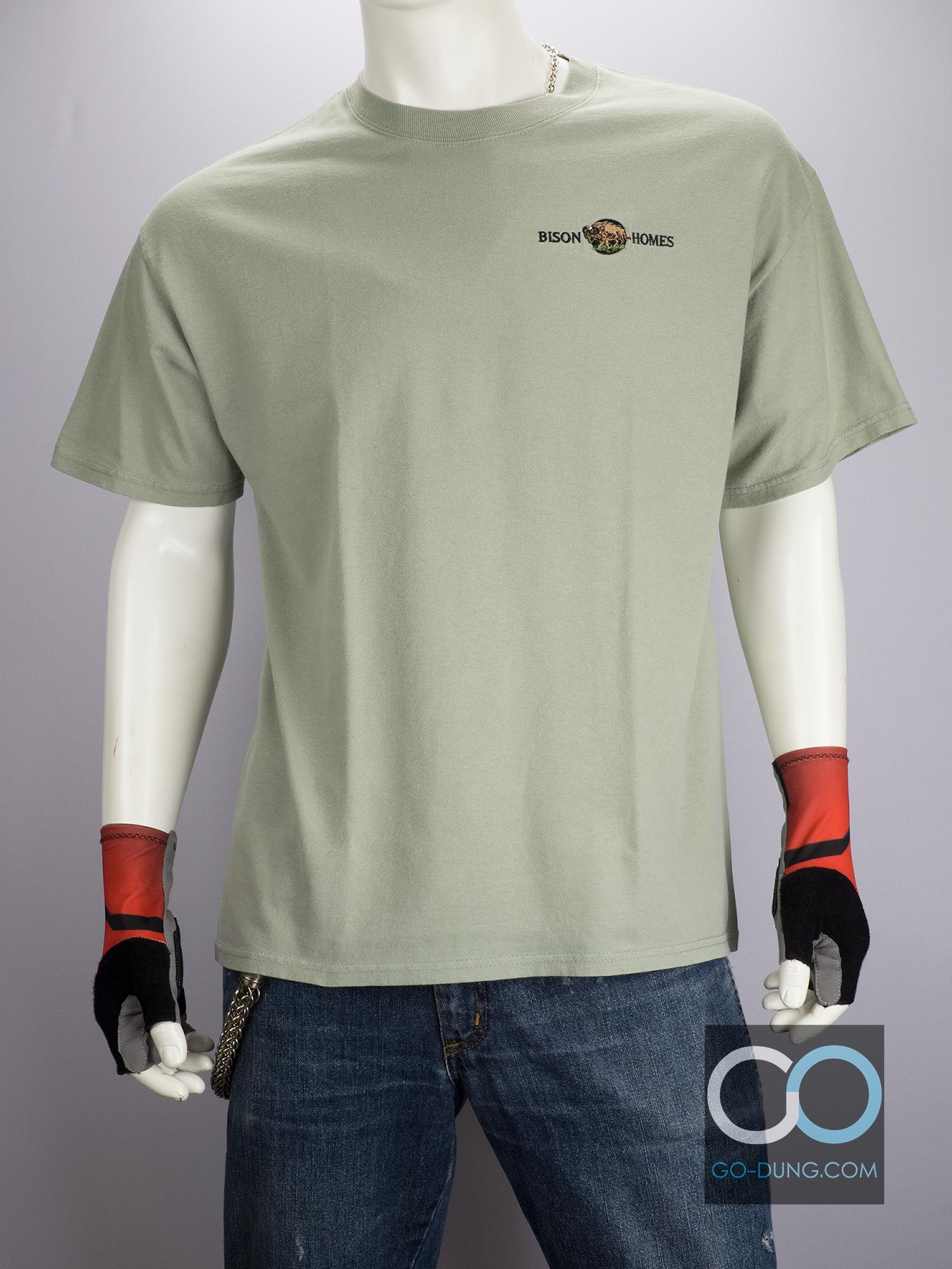 เสื้อยืดมือสอง PORT AND COMPANY ปักลาย Bison Homes ผ้า 100 คอตตอน