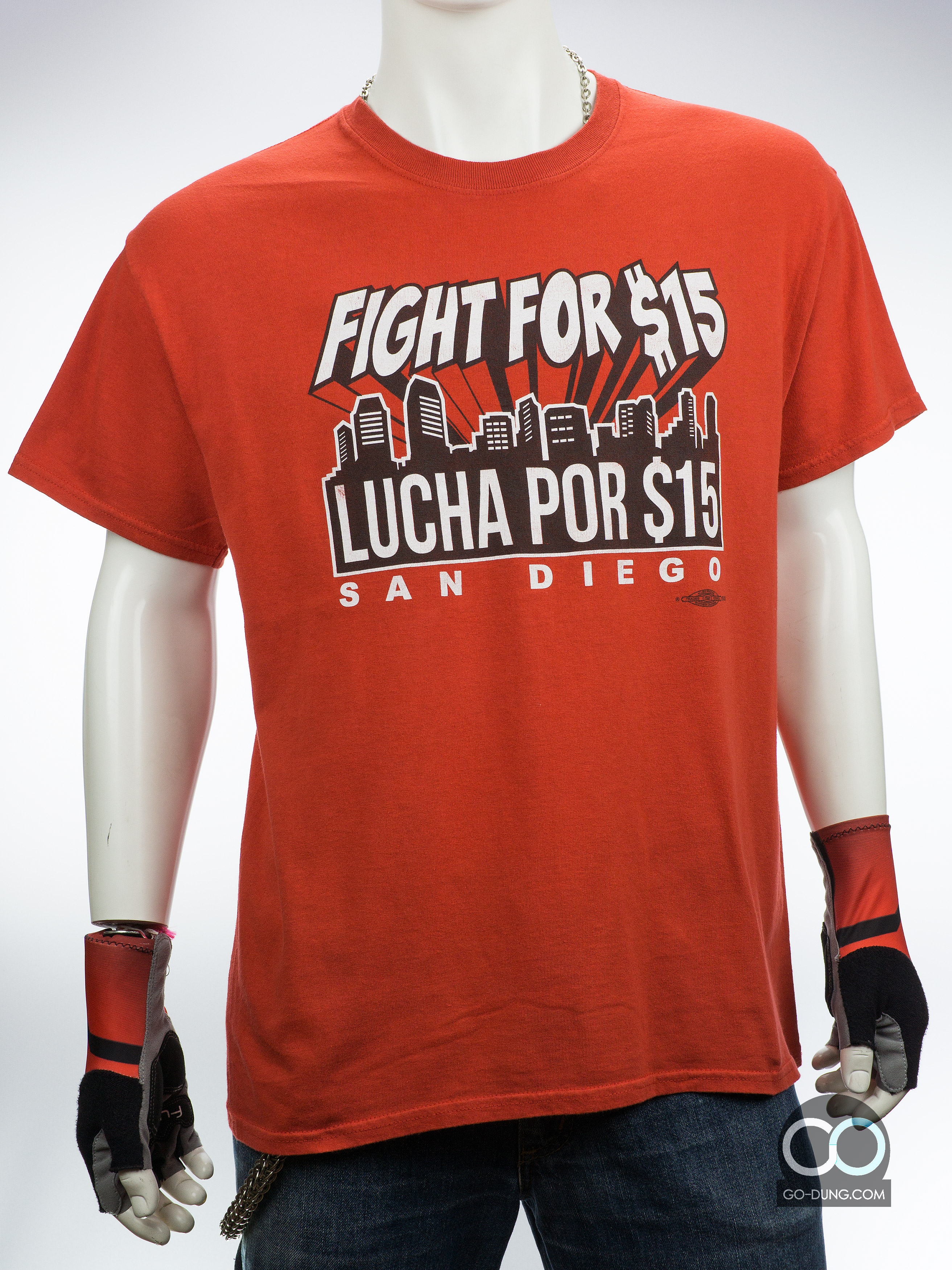 เสื้อยืดมือสอง FIGHT FOR $15 : LUCHA POR S15 SAN DIEGO ผ้า 100 คอตตอน