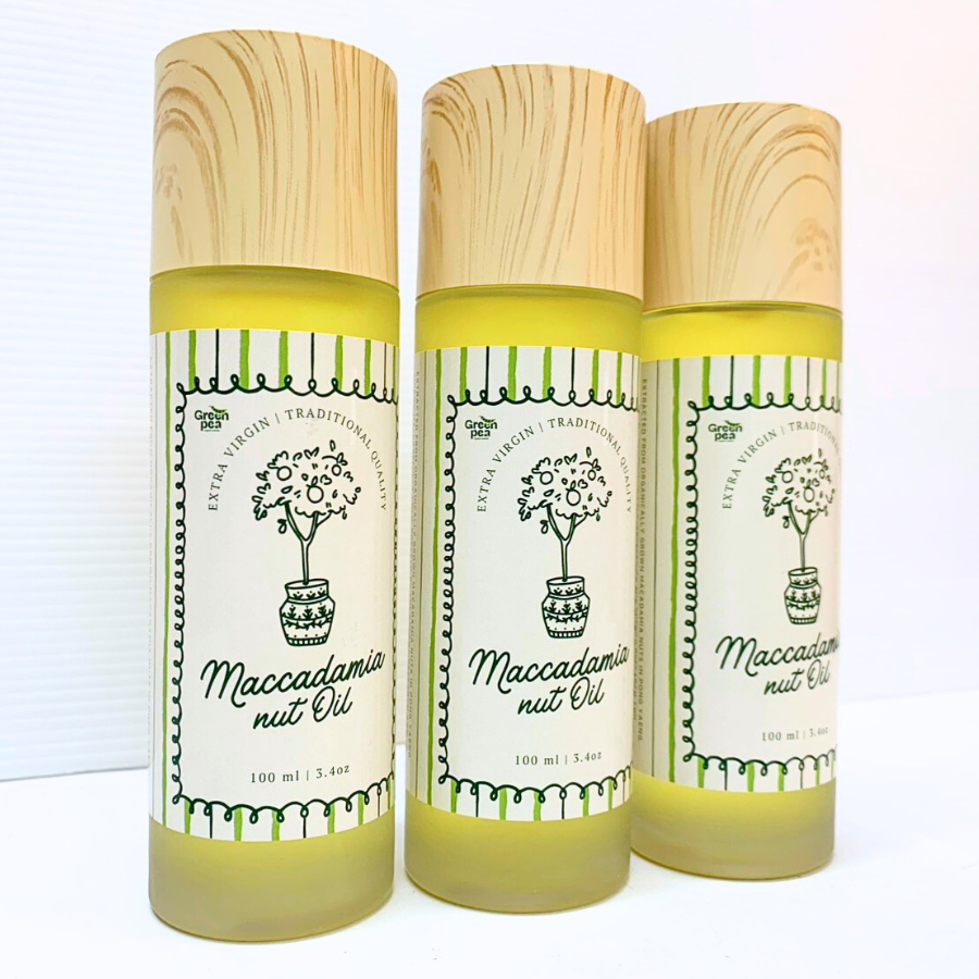 Greenpea Macadamia Nut Oil น้ำมันแมคคาเดเมีย สกัดเย็น 100 ml. แมคคาเดเมีย ใช้ทาผิว ปรุงอาหาร กรีนพี
