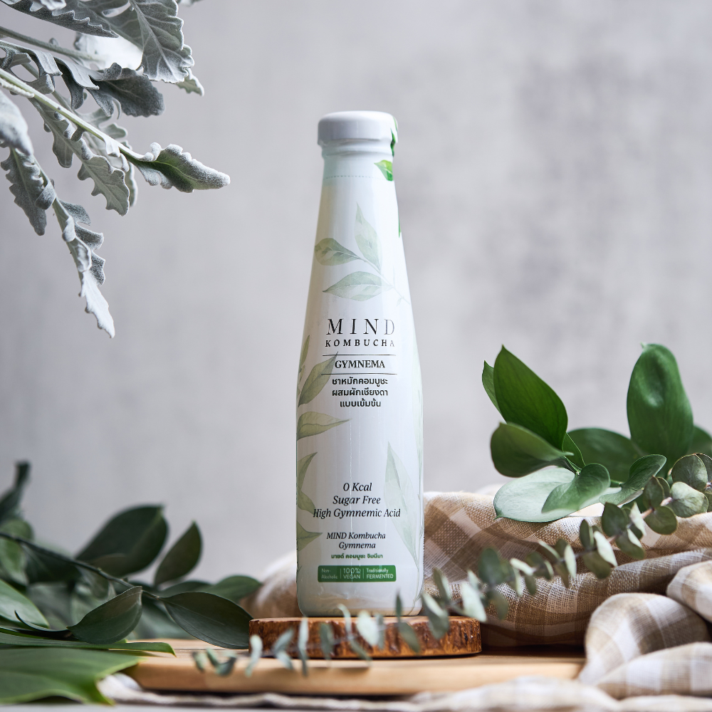 Mind Kombucha Gymnema ชาหมัก คอมบูชะ ผสม ผักเชียงดา แบบเข้มข้น ไม่มีน้ำตาล ขนาด 250 ml. พร้อมดื่ม 1 ขวดดื่มได้นาน