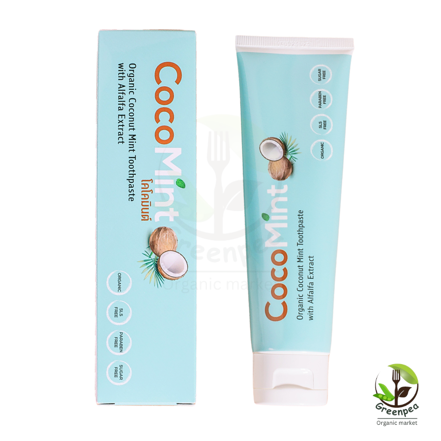 CocoMint Toothpaste ยาสีฟัน น้ำมันมะพร้าว มินต์ Organic ขนาด 100 กรัม สดชื่น ดูแลช่องปาก กลิ่นหอม รสชาติที่อร่อยชวนแปรง